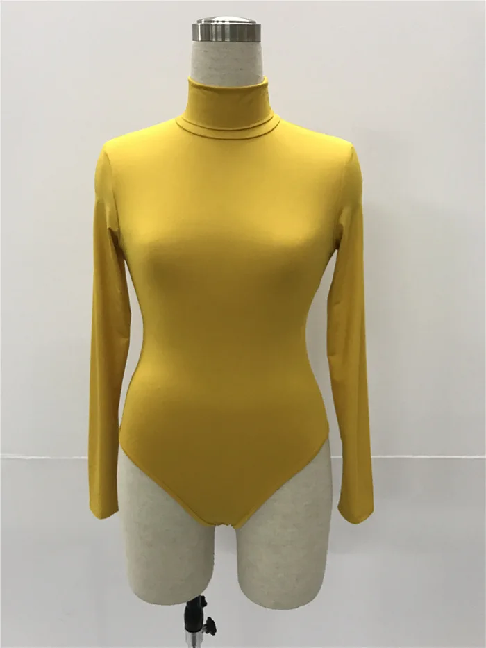 Turtleneck Long Sleeve Women Bodysuits Elastic Slim Elegant Femme Jumpsuits High Waist Autumn Winter Clothing Female 12 Colors
