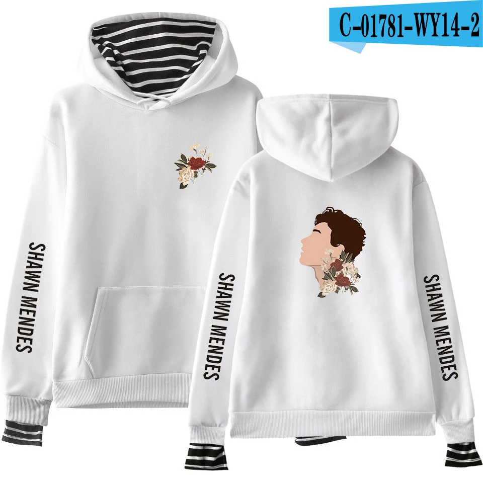 New shawn mendes Fake Two Pieces Hoodies Men/Women Autumn Winter Fashion Casual Sweatshirt Shawn Mendes Hip Hop Hoodie - Цвет: white