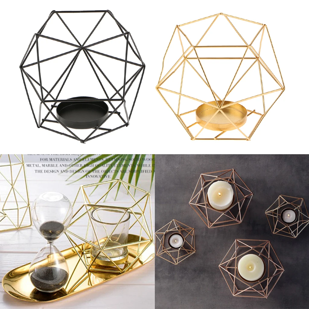 8x Nordic Style Geometric Candle Holder Iron Tea Light  Candlestick Tabletop