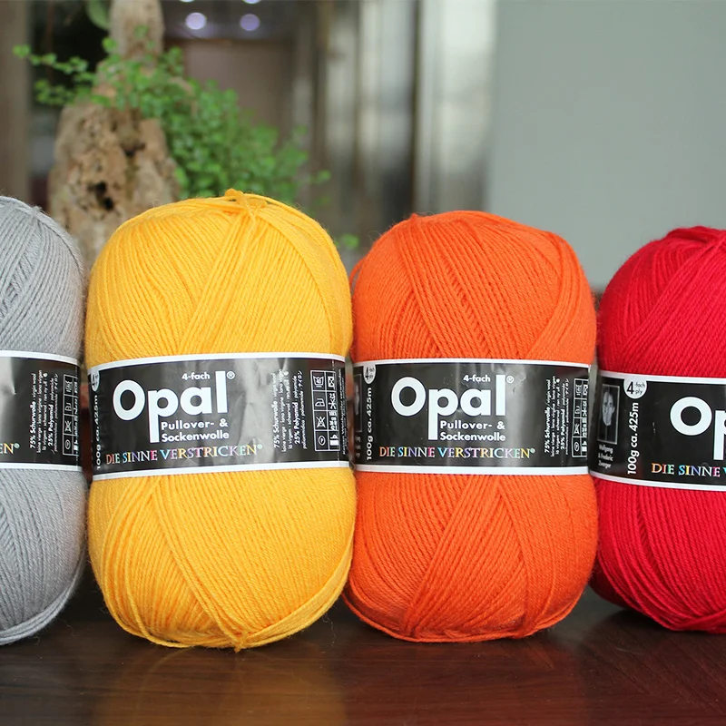 1*100g ball Opal wool yarn Uni 4ply yarn Sock Yarn 75% wool, 25% polyamide/ Nylon  socks knitting yarn 5