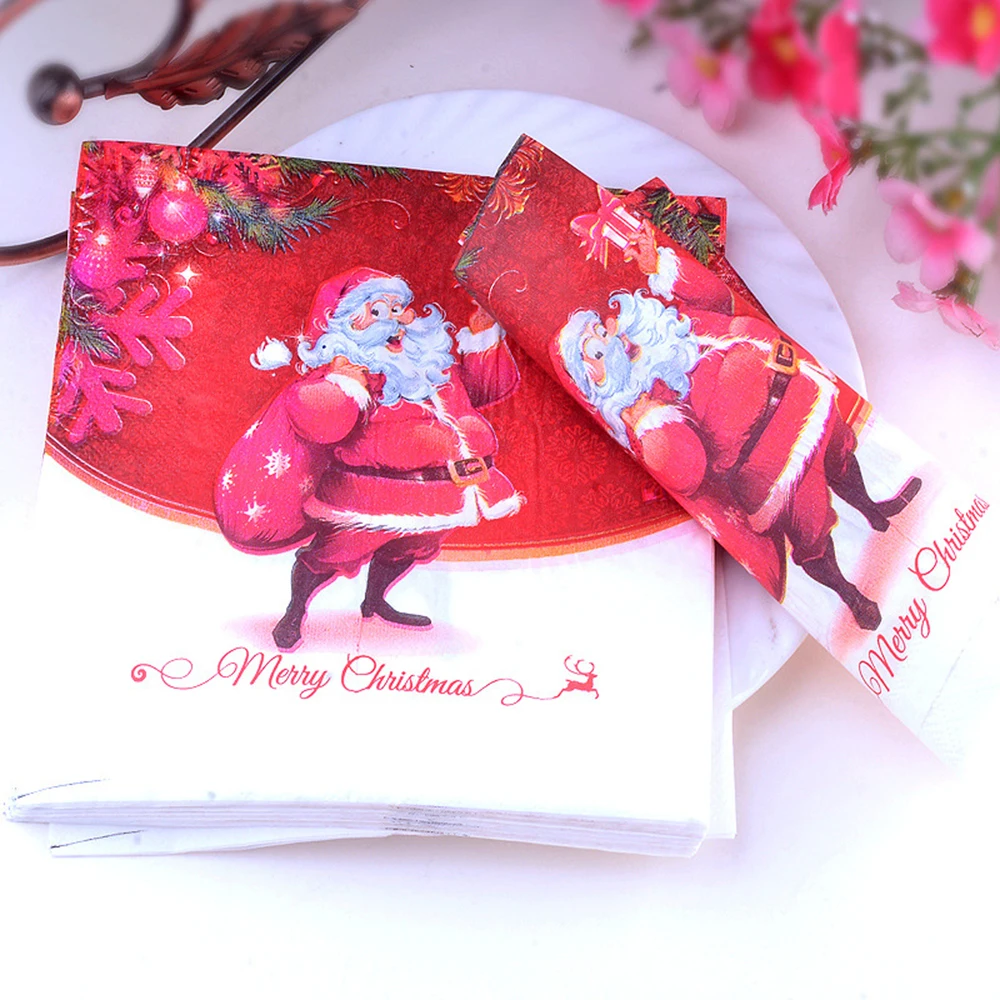 20 шт./компл. Снеговик красивая печать салфетки бумажные Рождественские салфетки с темой Рождества для домашнего магазина вечерние рождественские принадлежности