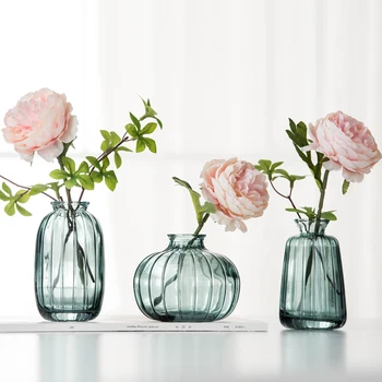 

Embossed Simple Glass Small Vase Mini Flower Arrangement Container Color Vase Home Decorative Window Sill Ornaments