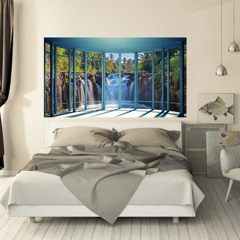 

Waterfall 3D Headboard Wall Decal Vinyl Bedside Sticker Mural Bedroom Decoration
