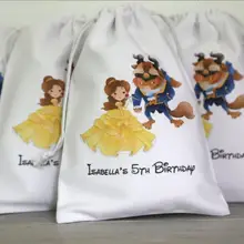 Персонализированные любой текст принцесса Красавица и Чудовище подарочные сумки на заказ Красавица и Чудовище любимые пакеты-дети день рождения сумки