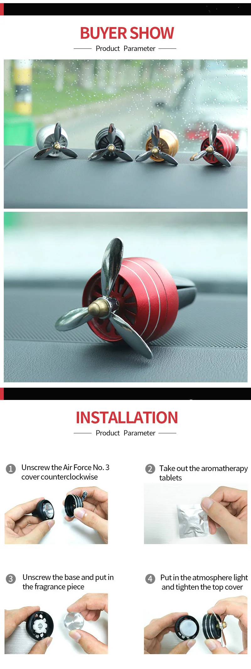 Освежитель воздуха с пропеллером, автомобильный диффузор с эфирным маслом, светодиодный автомобильный освежитель воздуха, ароматерапия, ароматерапия, аксессуары