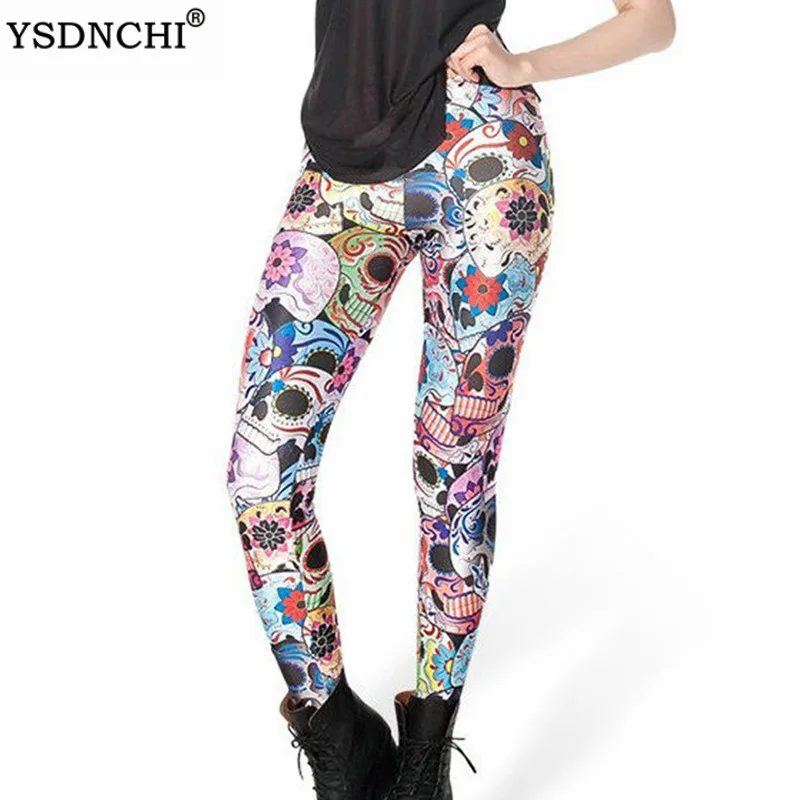 

YSDNCHI Women Push Up leggings 3D Printed Sexy Legging Ray fluorescence Fitness Leggins Cartoon Pant Plus Size legging for Woman