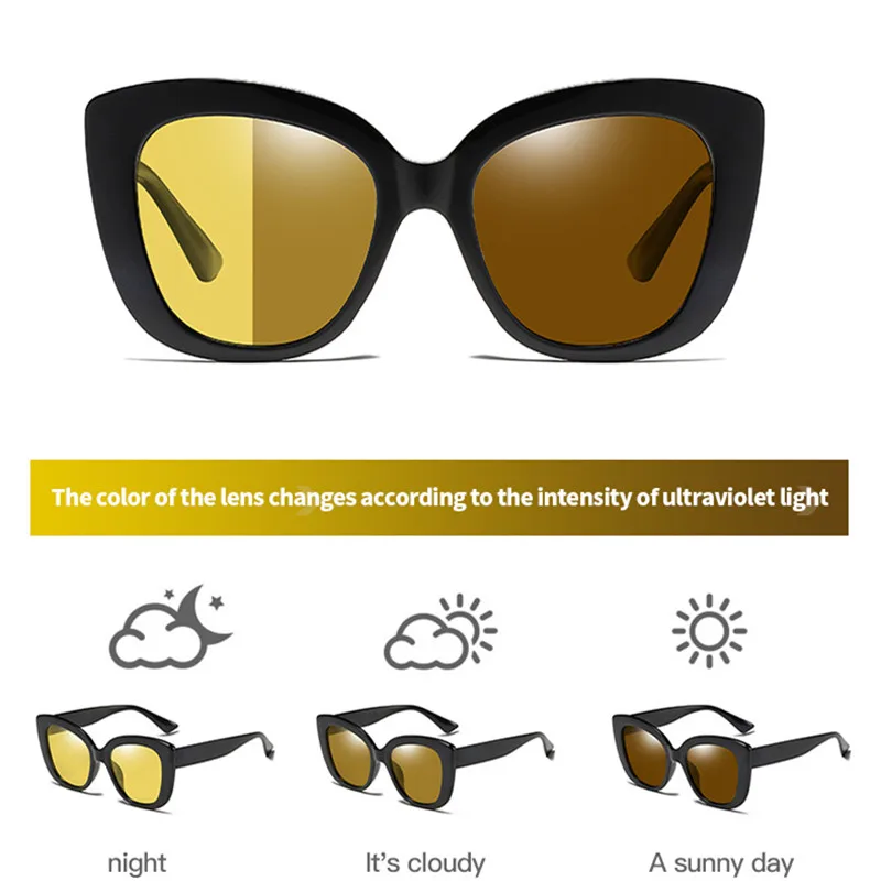 

FENCHI Cat Eye Women Night Vision Glasses Polarized Yellow Sunglasses Driving Night Vision Goggles For Car Vision Nocturna