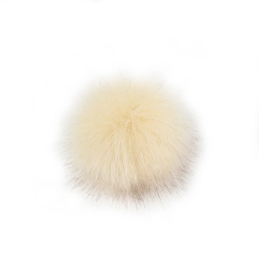 light khaki 1PC 8cm Faux Fox Fur Pom Pom Ball For Hat Clothes Shoes Decoration Kids Girls Clothes Decor For DIY Crafts Accessories Material - Цвет: light khaki
