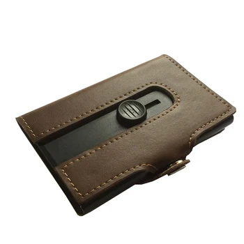 

2020 New Style Genuine Leather Card Holder Fashion Smart Card Wallet HASP Mini Aluminium Credit Card Holder Card Bag For Men