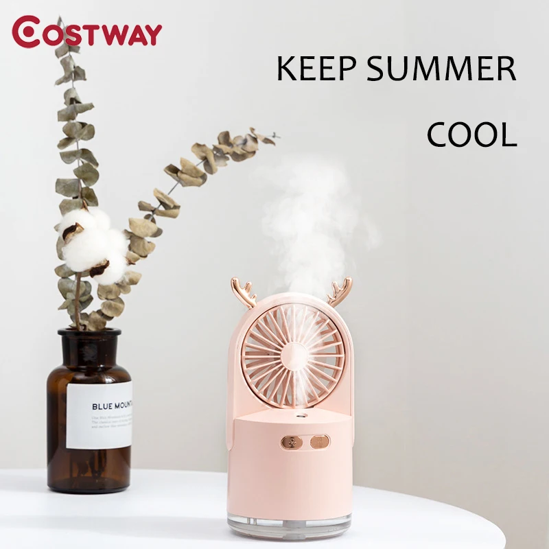 

COSTWAY High Quality 240ML Air Humidifier Spray fan Desktop Essential for Home Car USB Fogger Mist Maker with LED Night Lamp