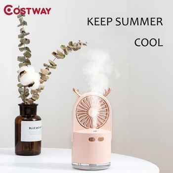 

COSTWAY High Quality 240ML Air Humidifier Spray fan Desktop Essential for Home Car USB Fogger Mist Maker with LED Night Lamp