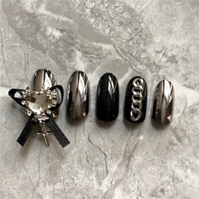 573 сажа бантик одежда Маникюр Европа и Америка Темный INS стиль круглый носок поддельные ногти готовая продукция маникюр патч