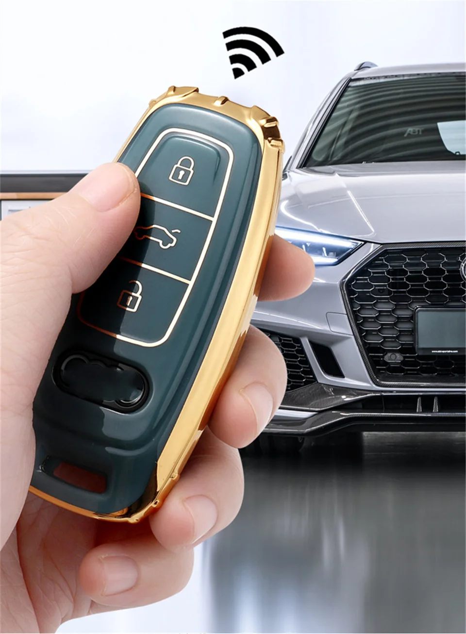 Cover custodia chiave auto per Audi a1 a3 8v a4 b9 a5 a6 c8 q3 q5 q7 tt - He06eadba3b334bb7a1373cee26ac96a02