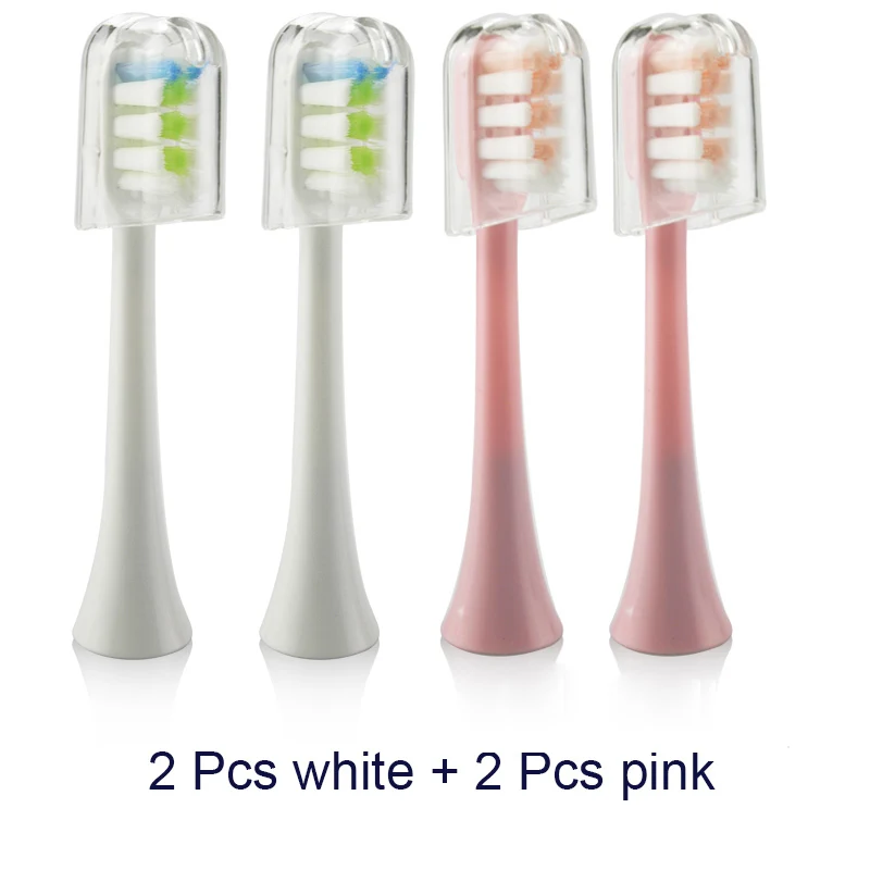 2pink2white 4 шт Сменные головки для зубных щеток, совместимые с Xiaomi SOOCAS X3 SOOCARE, электрическая зубная щетка с круглой головкой, уплотнительная посылка - Цвет: 2pink2white