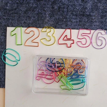 

Office Stationery Pins Work Supplies Creative Page Clip Number 0-9 Boxed Color Shaped Paper Clips 10 Pcs/pack
