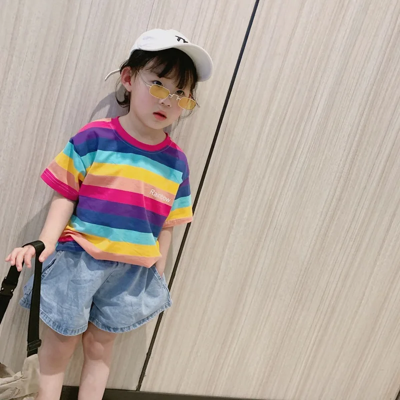 Cong Little Sister Summer New Style Crawler Children‘s Jeans Shorts Girls' Denim Shorts Korean-style Casual Pants