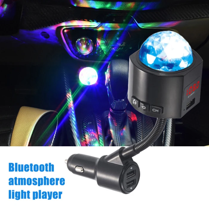 Автомобильный fm-передатчик 3 USB зарядка Bluetooth автомобильный комплект музыкальный плеер со съемным диско-светильник AS99