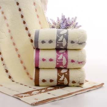 

70x34cm Cotton Bamboo Fiber Umbrella Pattern Thick Towel Household Bathroom Soft Dry Hair Towel Bath Towel Outdoor Beach Towel