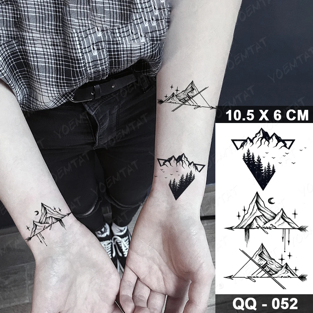 Tattoo Sticker Black Lunar Deer Bird Hill Forest Tree Moon Element  Waterproof Temporary Fake FlashTattoo for Men Women Body Art - AliExpress