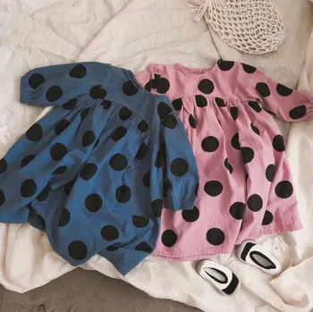 

2020 new style girls dots dress fashion cotton linen spring girls dresses 2-7 years HJ326