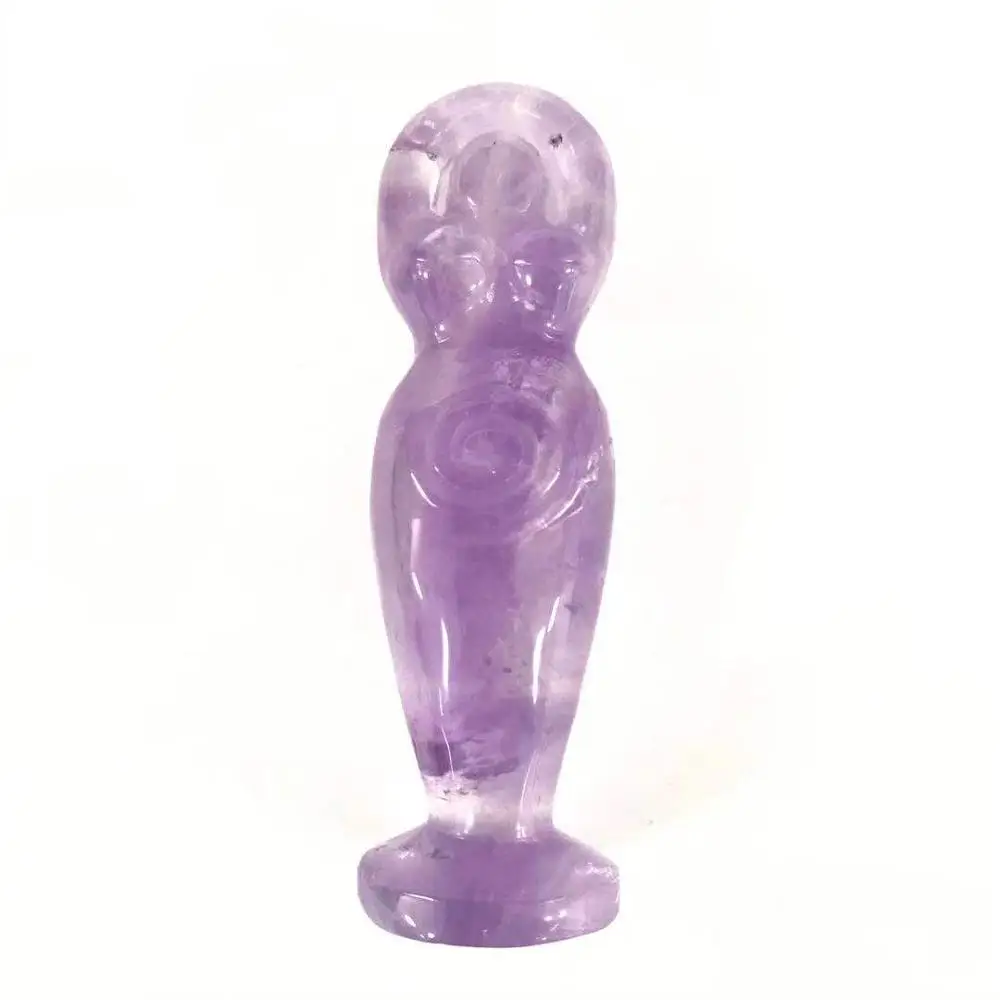Amethyst Натуральный кристалл кварц богиня Статуэтка ручная полировка прозрачный розовый кварц аметист Исцеление драгоценный камень для украшения дома - Цвет: Amethyst