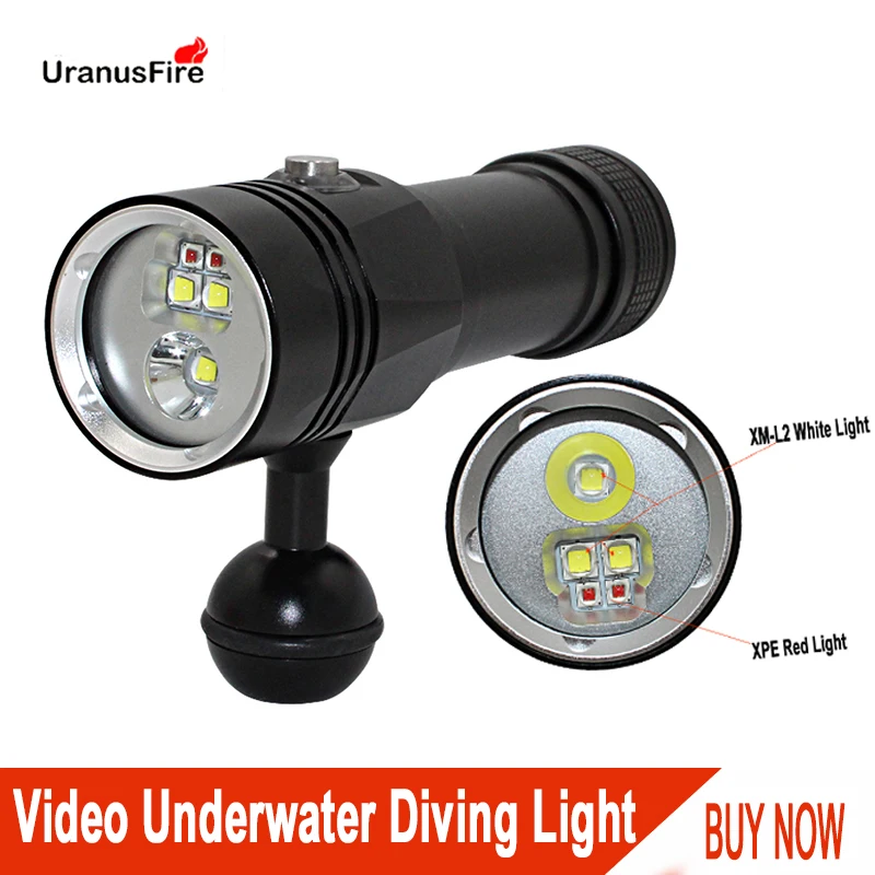 Uranusfire видео Дайвинг заполняющий светильник подводная лампа XM L2 XPE led 3 режима