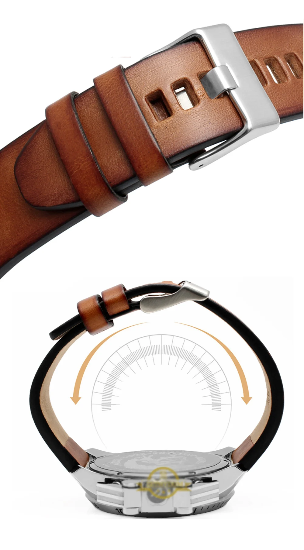Echtes Lederarmband für Diesel DZ7406 DZ7408 DZ4476 DZ4343 Uhrenarmband, braunes Uhrenarmband, 22 mm, 24 mm, 26 mm, Retro-Armbanduhrenband – Detail 5