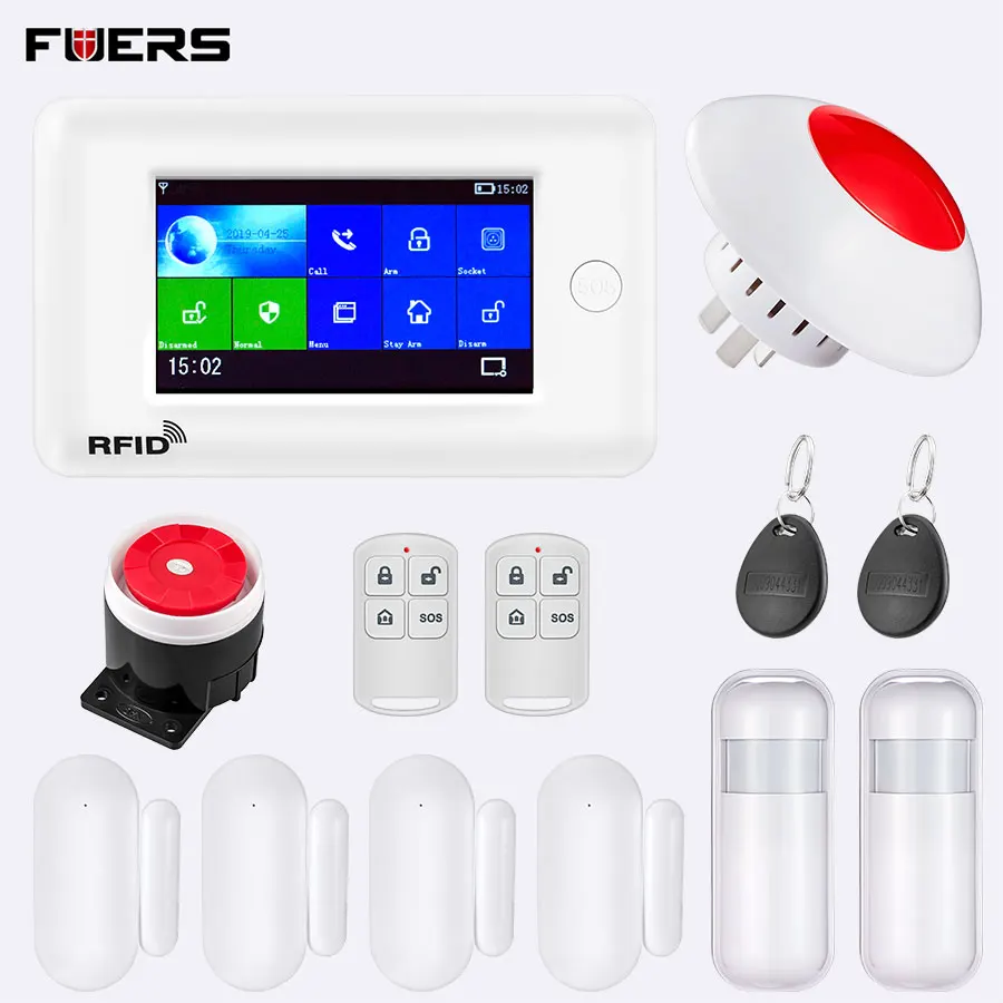 

FUERS PG106 2G GPRS Wireless WiFi GSM Anti Theft Home security Alarm System with wireless flashing siren alarm system