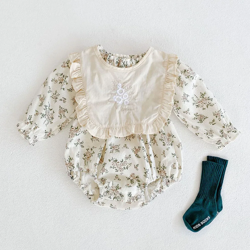 Spring Baby Girl Clothing Newborn Girls One Piece With Bibs Infant Girls Jumpsuits Toddler