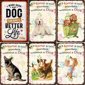 

Animals Dog Cat Vintage Metal Poster Home Decor Retro Pet Tin Sign For Pub Bar Club Decorative Plate Poodle Wall Plaque For Room