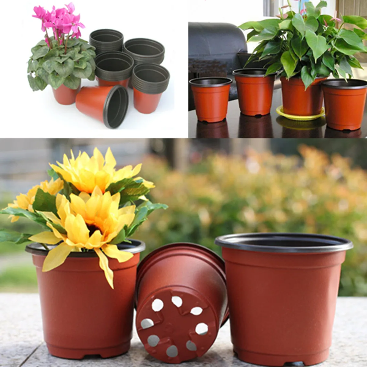 

Meigar 9cm Plastic Nursery Flower Pots Round Plant Seedlings Planter Container Mini Garden Decor Desktop Home Office Decor Pots