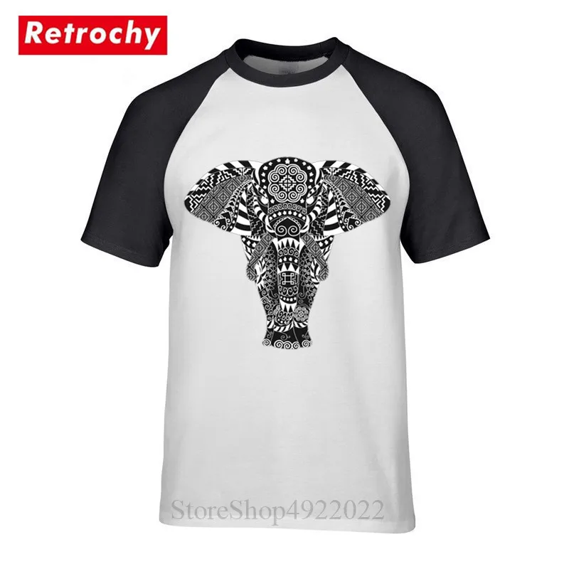 Streetwear Hip Hop Tees 2019 Fashion Hmoob Tribal Elephant T-Shirt Geek Style India Ganesha T Shirt Men Crew Neck Hipster Tshirt | Мужская