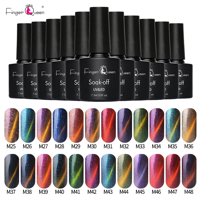 Fingerqueen 7,5 мл кошачий глаз долговечный гель для ногтей Магнитный замачиваемый Светодиодный УФ-гель для ногтей Магнитный 48 цветов Гель-лак