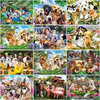 

DIY 5D Diamond Painting Dog Full Round Drill Animal Farm Picture Mosaic Rhinestone Diamond Embroidery Cross Stitch Home Decor