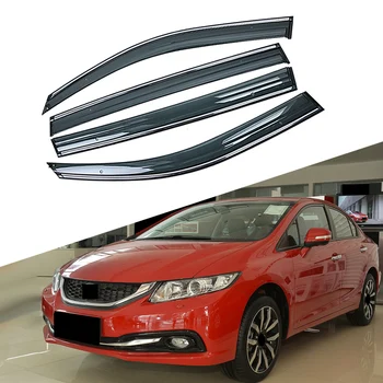 

For HONDA CIVIC 9th Generation 2012-2015 Car Window Sun Rain Shade Visors Shield Shelter Protector Cover Trim Frame Sticker