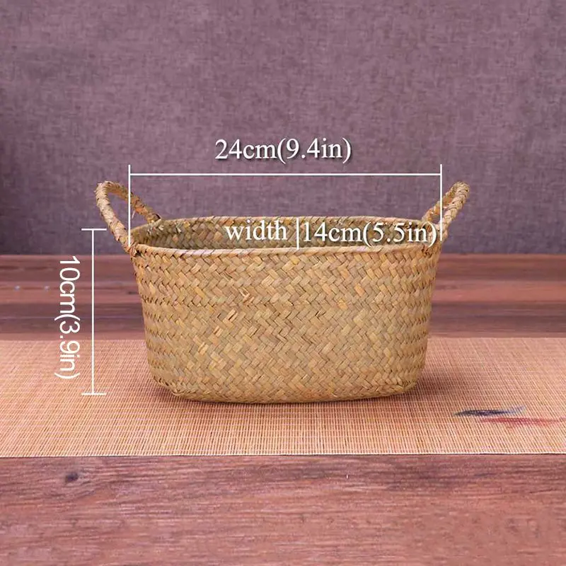 Wicker Weaving Storage Basket for Kitchen Handmade Fruit Dish Rattan Picnic Food Bread Loaf Sundries Neatening Container Case