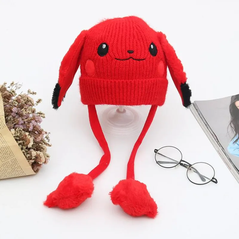Популярная детская плюшевая шляпа для косплея из японского аниме Покемон Пикачу кавайная Милая теплая шапка с ушками, Прямая поставка - Цвет: 2