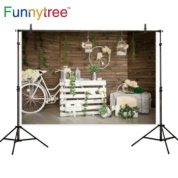 

Funnytree flower photography props backdrop bicycle wood wallpaper background baby shower photozone studio wedding photocall