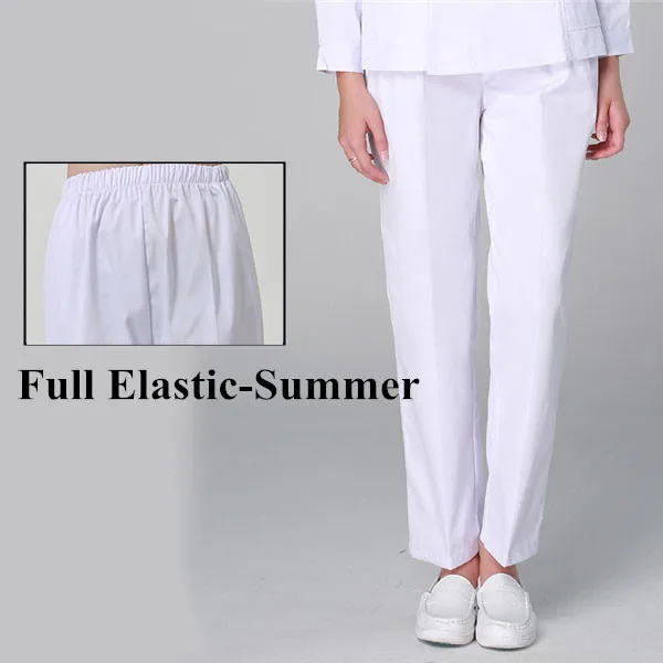 Full Summer White Медицинская рабочая одежда брюки Униформа эластичная талия плюс размер медсестры униформа платье скрабы женский костюм аксессуары Одежда для кормящих - Цвет: Full Summer White