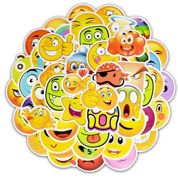 

50Pcs/set Funny Emoticon Stickers For Kids Cartoon Emoticon Smile Face Decor Stickers Skateboard Laptop Suitcase Scrapbook Gifts