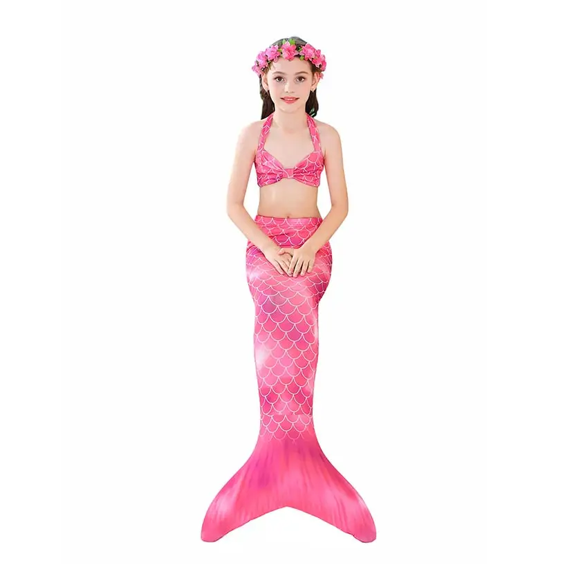 Kids Swimming Mermaid Tail Bikini Set can add with Monofin Flipper Ariel Costumes Cosplay Swimsuit Bathing Suit for Girls