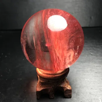 

natural quartz crystal red melting crystal ball handicraft decoration(Send the base)