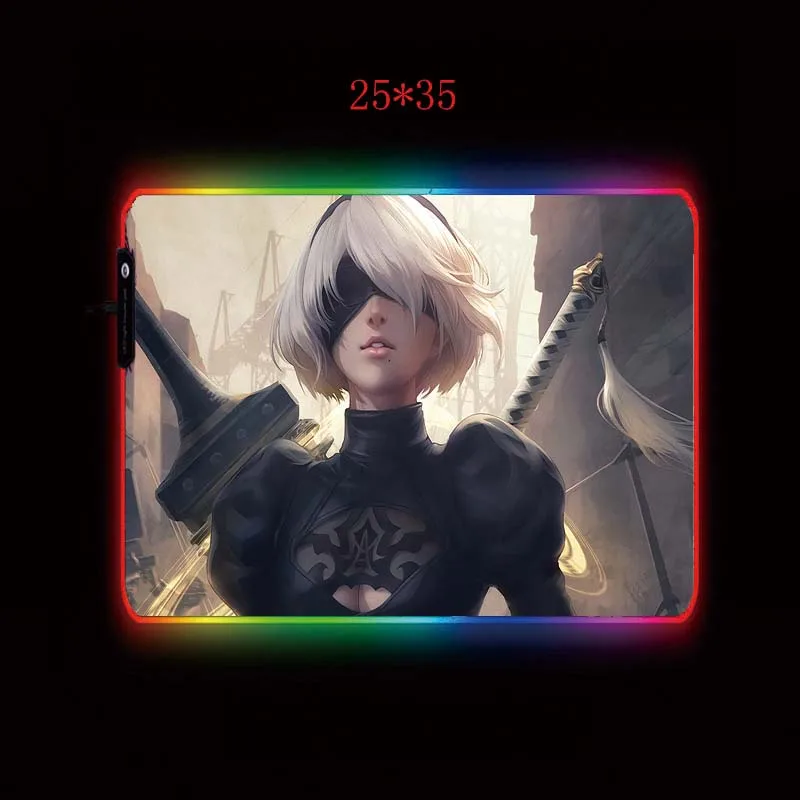 XGZ Nier Automata Gaming RGB большой коврик для мыши геймерский Коврик Для Мыши Компьютерный коврик для мыши светодиодная подсветка аниме Mause коврик для клавиатуры Настольный коврик