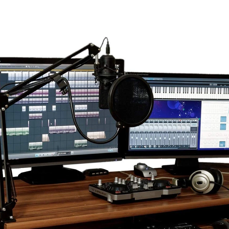 USB микрофон, конденсаторный микрофон, Подкаст, комплект для Windows/Mac с кронштейном, Треногой, usb-кабелем и настольным монтажным зажимом, комплект для Karaok