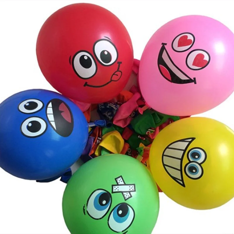 Вечерние воздушные шары с принтом Happy Expression для детей, 100 шт./лот, свадебные украшения для глаз, милые латексные украшения для лица на день рождения