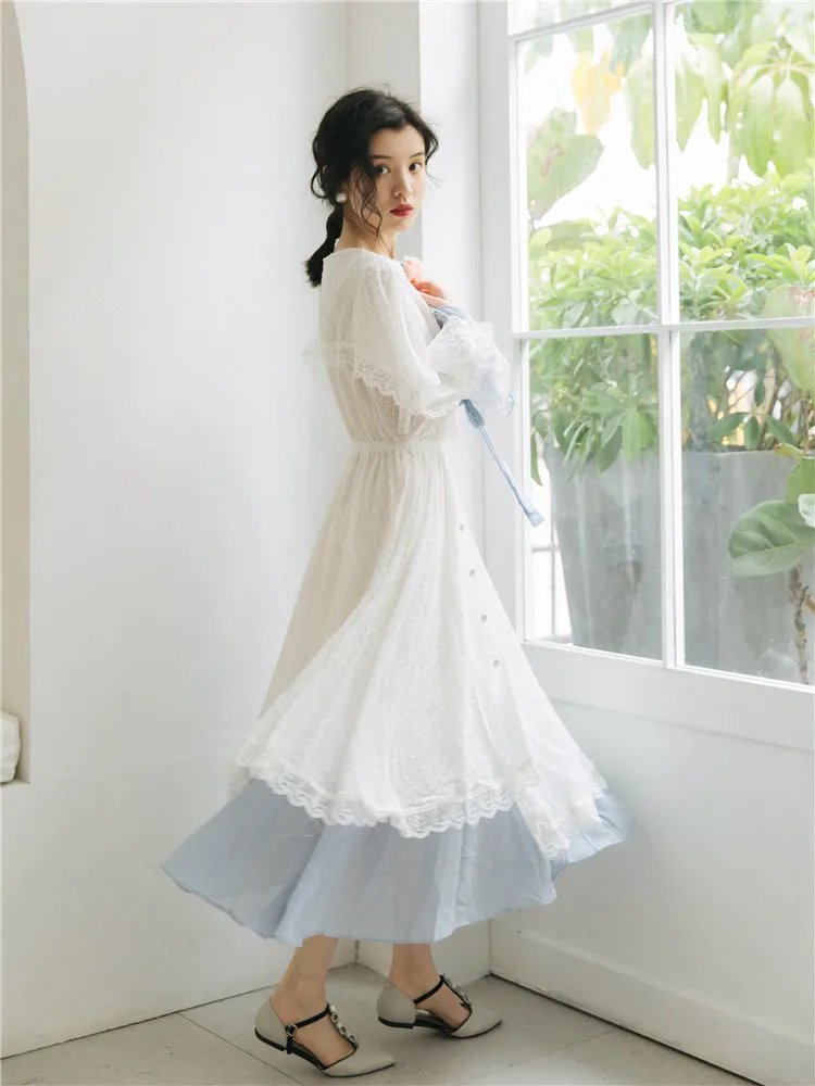 

French fu gu qun Waist Hugging Very Fairy of France Non-mainstream Dress Two-Piece Set Seaside Holiday Beach Fairy Skirt