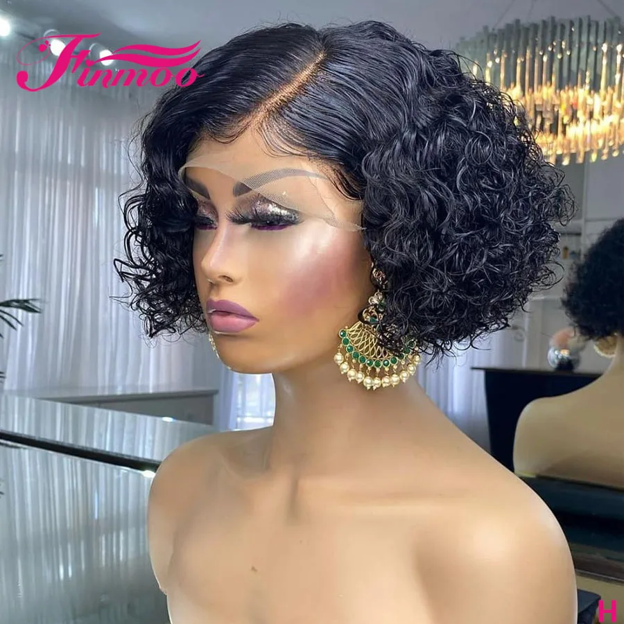 Вьющийся парик Боб 360 на сетке для женщин предварительно выщипанные Короткие