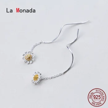 

La Monada Dangling Hanging Earrings For Women Silver 925 Real Woman Daisy Short Korean Drop Earrings Minimalist Female Jewelry