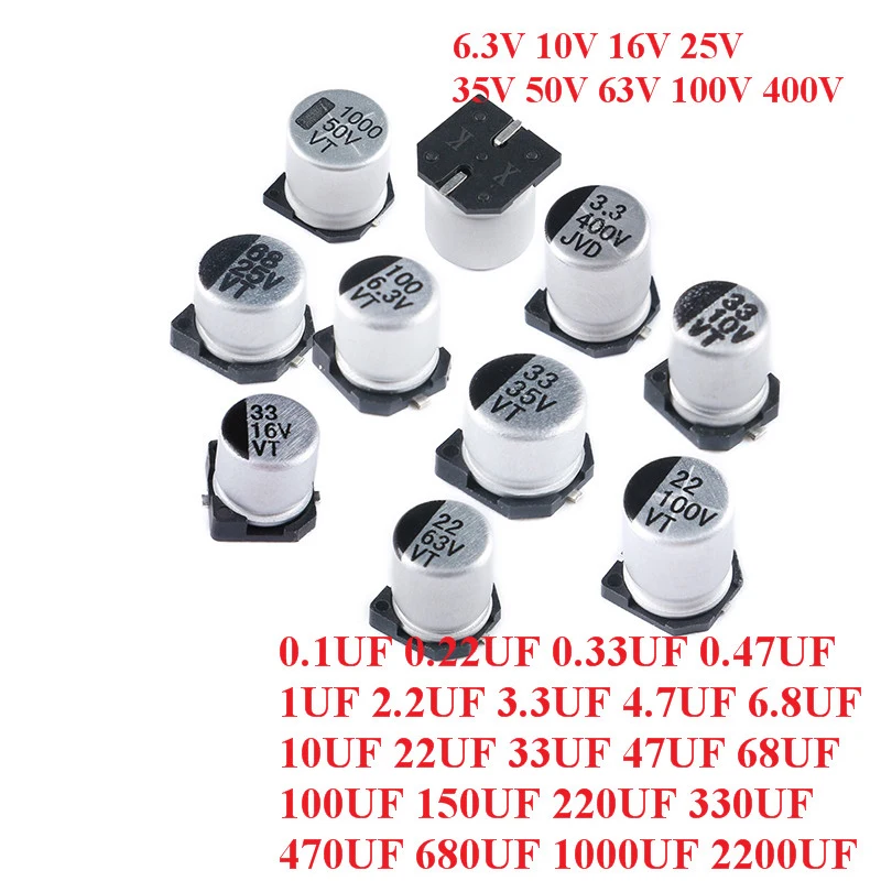 Aluminum Electrolytic Capacitor 10pc SMD 6.3V-63V 1UF-1000UF
