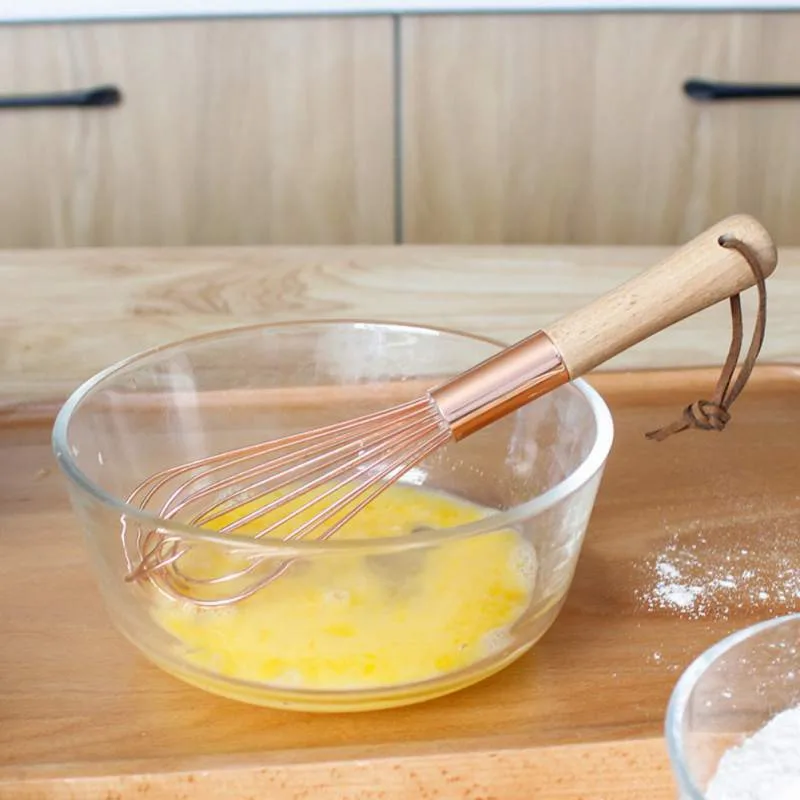 Ручной взбиватель для яиц из нержавеющей стали, Миксер с деревянной ручкой для дома и кухни, кухонные инструменты, посуда для выпечки, крем, масло, венчик